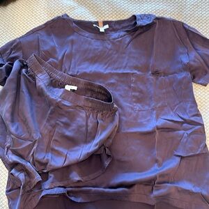 Purple Lunya 100% Silk Washable Tee Set